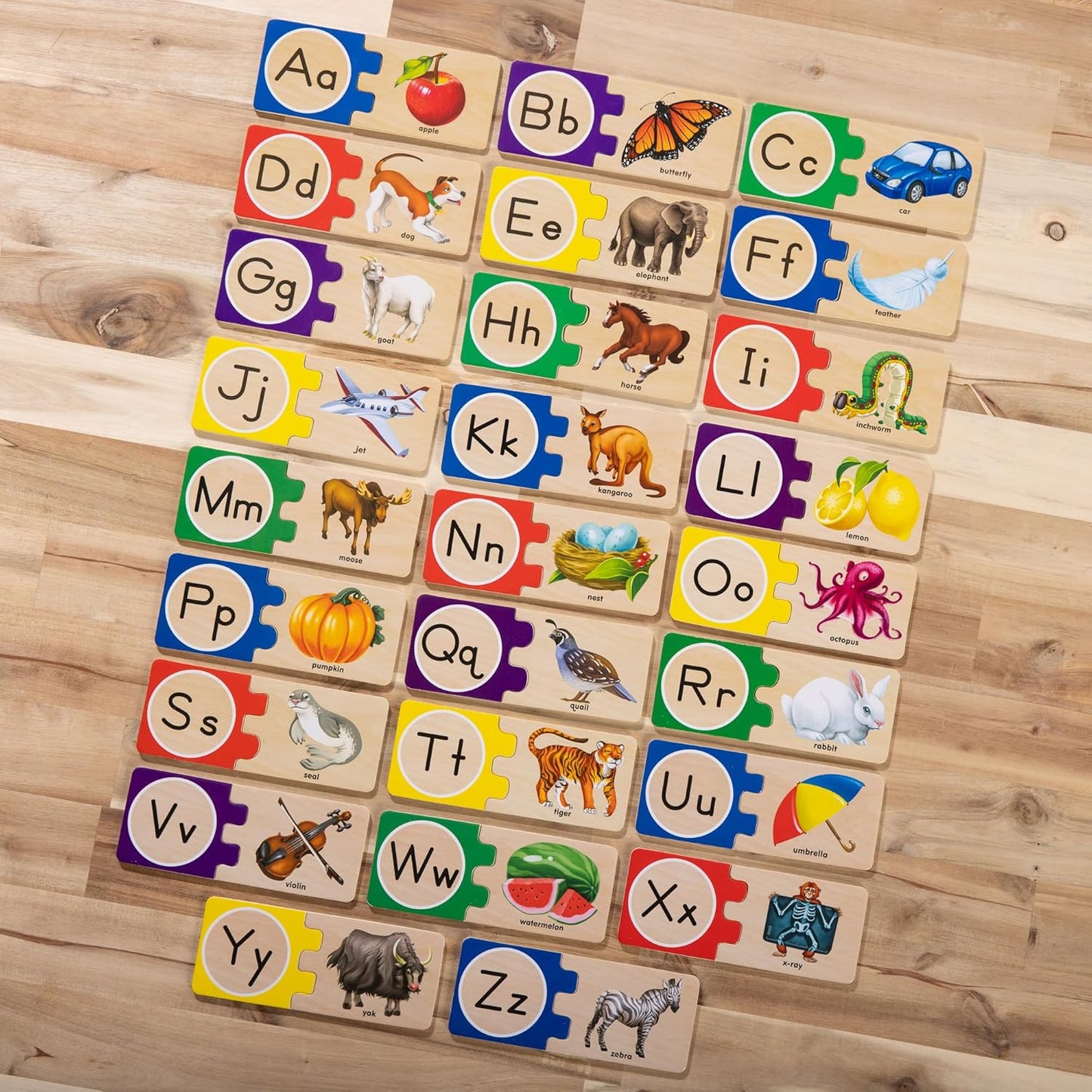 Kaiwatoy®Self-Correcting Alphabet Puzzle (52 pcs) with Toy Storage Box, Wooden ABC Puzzles for Toddlers & Preschoolers, Montessori Learning Toys for Girls & Boys 4+