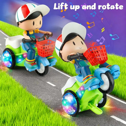 Kaiwatoy®Creative Stunt Tricycle Toy for Boys and Girls with Led Lights and Multi-Function Design Toddler Ride-on Toy（Batteries not included）