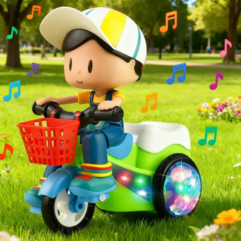 Kaiwatoy®Creative Stunt Tricycle Toy for Boys and Girls with Led Lights and Multi-Function Design Toddler Ride-on Toy（Batteries not included）