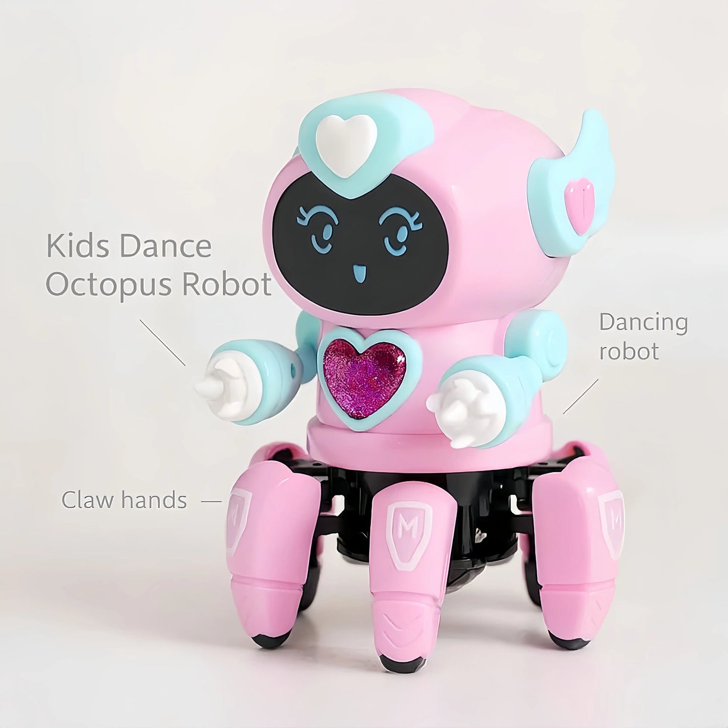 Electronic Dancing Robot Toy for Kids, 6-Legs Walking Octopus Spider Robot with 7-Color Flashing Neon Lights and 5 Built-in Musical Songs, Smart Interactive Toy Gift for 3+ Years Old Boys Girls