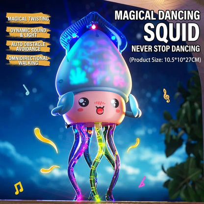 Kaiwatoy®Ramadan Lantern Squid Automatic Obstacle Avoidance Toy, Music, Lights, Wriggle, Blue, Battery Operated