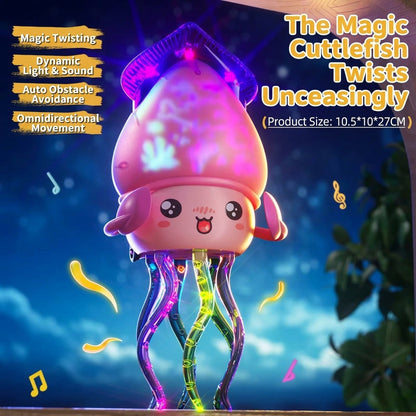 Kaiwatoy®Ramadan Lantern Squid Automatic Obstacle Avoidance Toy, Music, Lights, Wriggle, Blue, Battery Operated