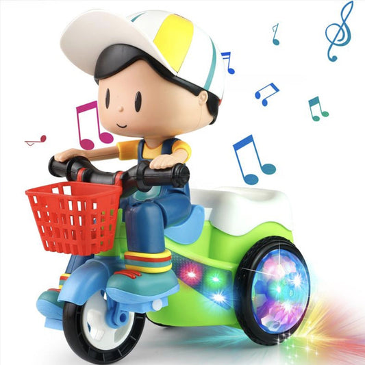 Creative Stunt Tricycle Toy for Boys and Girls with Led Lights and Multi-Function Design Toddler Ride-on Toy（Batteries not included）