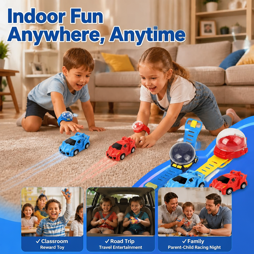 Wearable Watch RC Car | One Button Pop-Up Mini Racer For Quiet Indoor Play