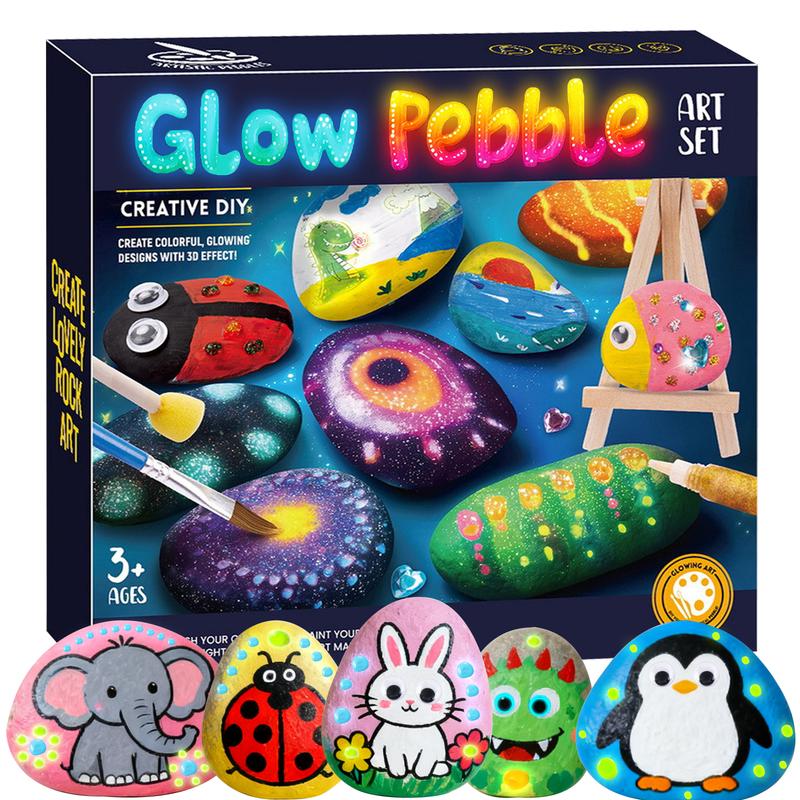 Kaiwatoy®Rock Painting Kit- Glow in The Dark Rock Kit, Arts and Crafts for Kids Ages 4-12, Art Supplies Toy , Kids Craft Paint Kits, Arts & Crafts for Boys Girls
