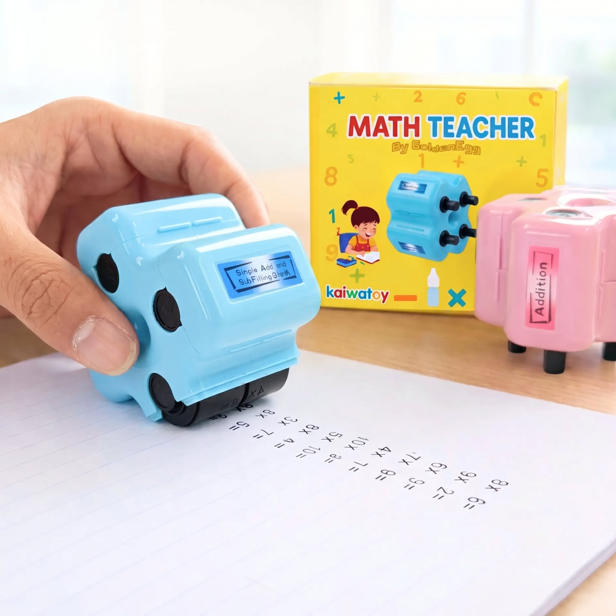 Math Roller Math Teacher 4 in 1 Math Roller Stamp, Addition Subtraction Multiplica ...