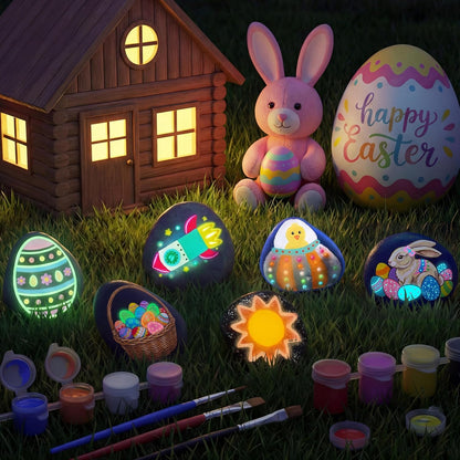 Kaiwatoy®Rock Painting Kit- Glow in The Dark Rock Kit, Arts and Crafts for Kids Ages 4-12, Art Supplies Toy , Kids Craft Paint Kits, Arts & Crafts for Boys Girls