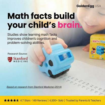 Math Teacher 4 in 1 Math Roller Stamp, Addition Subtraction Multiplication Practice Tool