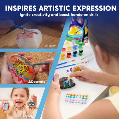 Kaiwatoy®Rock Painting Kit- Glow in The Dark Rock Kit, Arts and Crafts for Kids Ages 4-12, Art Supplies Toy , Kids Craft Paint Kits, Arts & Crafts for Boys Girls
