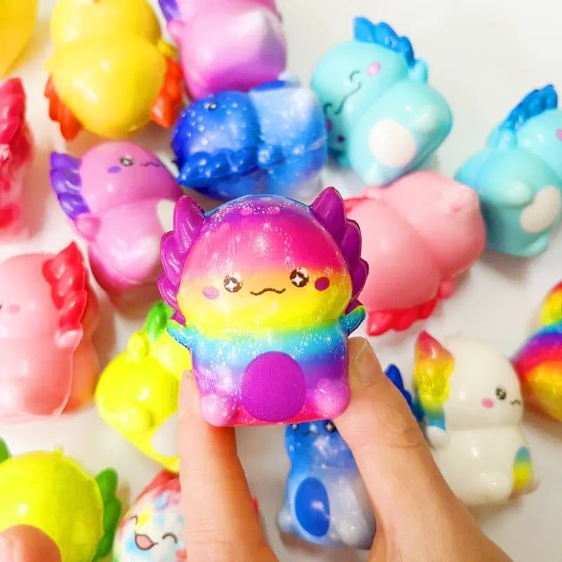 24 Pack Axolotl Slow Squishy Toys Soft Stress Relief Fidgets Toys for Kids Boys Girls Party Favors Novelty Prizes