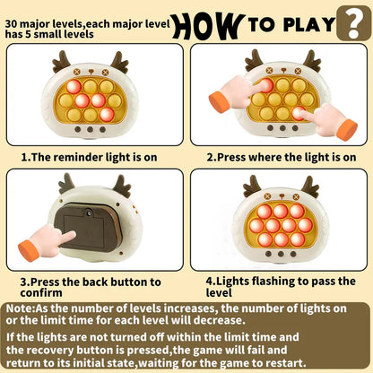 Kaiwatoy®Fast Push Pop Game Toy for Kids – Electronic Puzzle with Lights & Music, Memory Challenge, Multiplayer Mode
