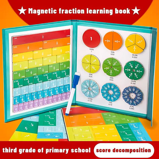 Magnetic Fraction Demonstration Book, 1 Set Math Teaching Aid, Learning Toy for Gift, Mathematical Knowledge Training Toys, Interactive Game Props, Educational Material