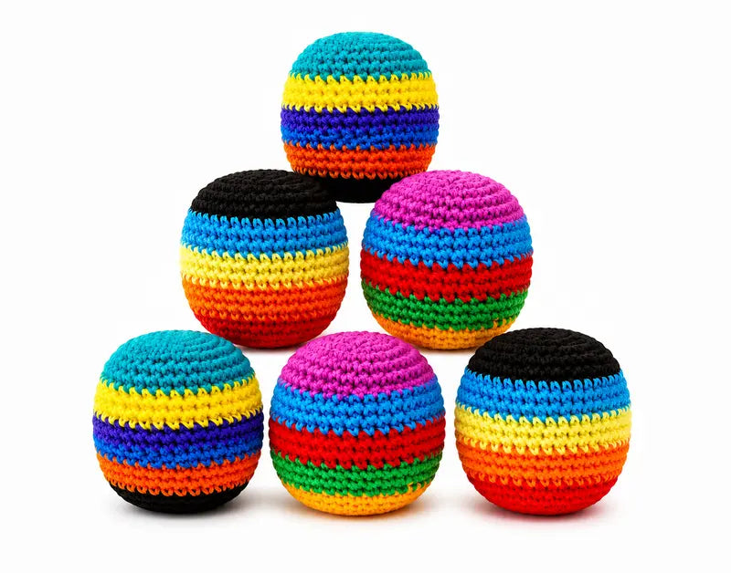 6PCS Hacky Sack Footbag Set Handmade Crochet Hacky Kick Sack Balls Knitted Kick Balls for Kids & Adults(Random colors)