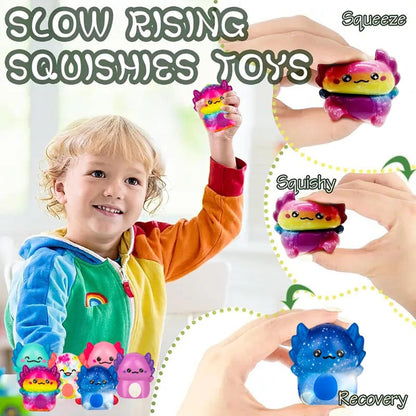 24 Pack Axolotl Slow Squishy Toys Soft Stress Relief Fidgets Toys for Kids Boys Girls Party Favors Novelty Prizes