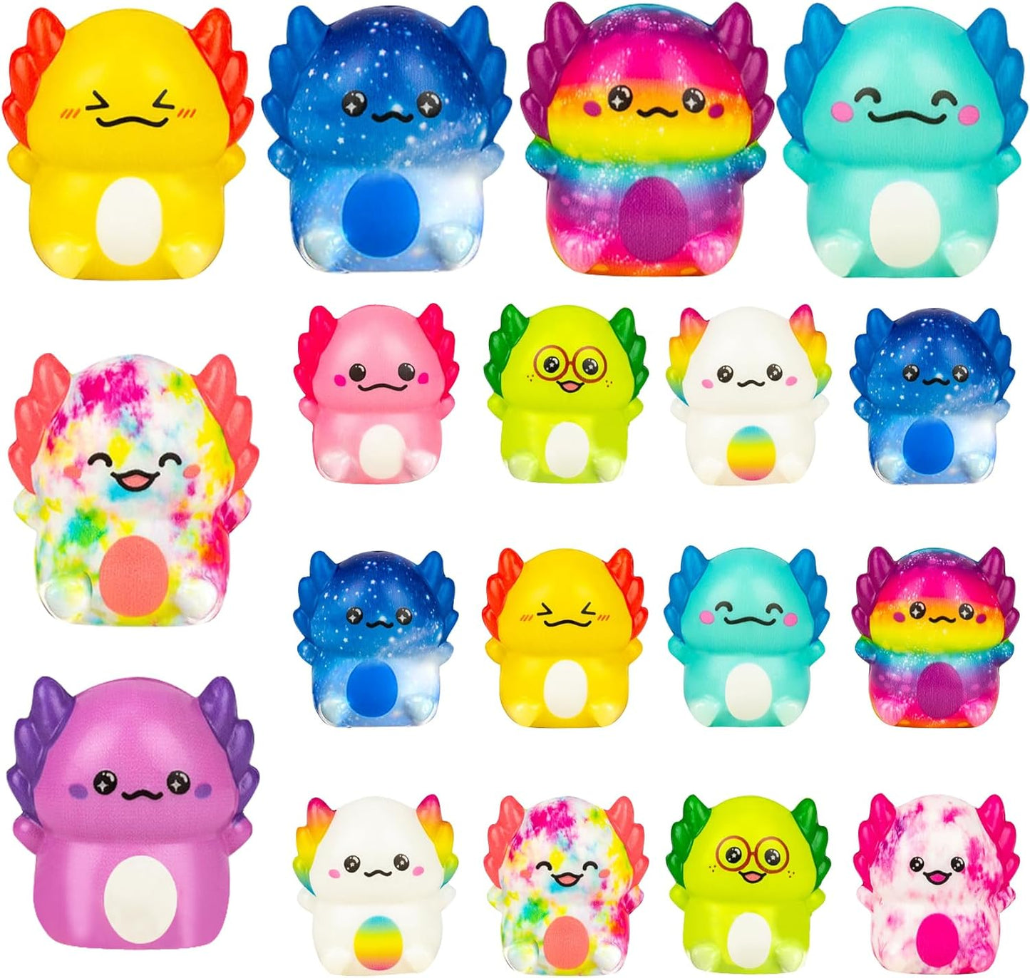 24 Pack Axolotl Slow Squishy Toys Soft Stress Relief Fidgets Toys for Kids Boys Girls Party Favors Novelty Prizes