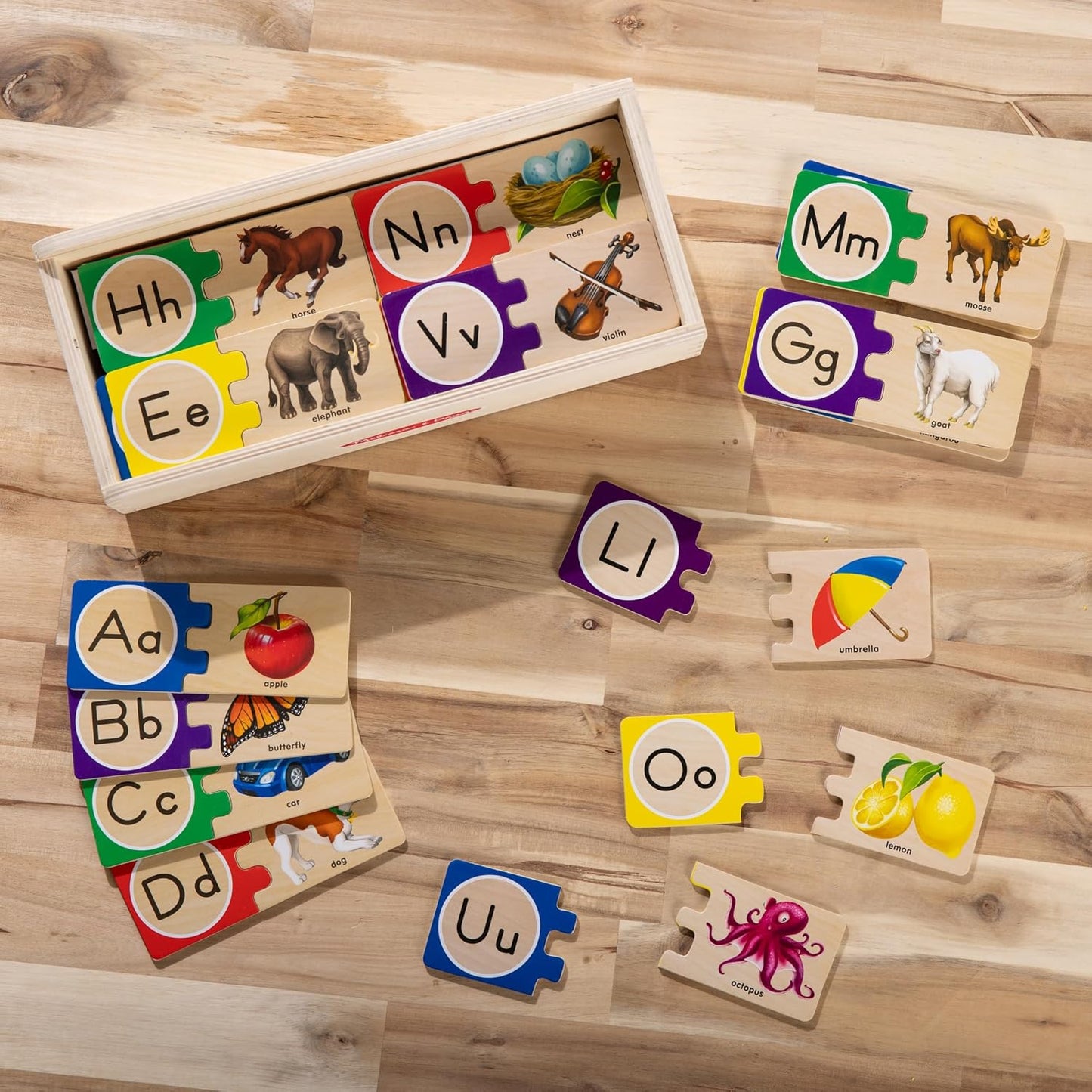 Kaiwatoy®Self-Correcting Alphabet Puzzle (52 pcs) with Toy Storage Box, Wooden ABC Puzzles for Toddlers & Preschoolers, Montessori Learning Toys for Girls & Boys 4+