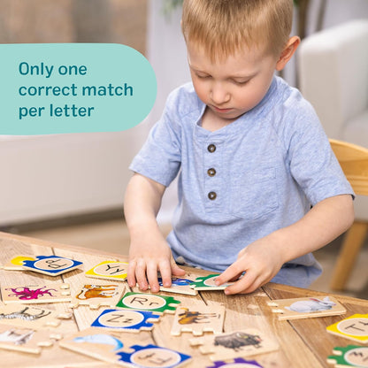 Kaiwatoy® Selbstkorrigierende Alphabet-Holzpuzzles mit Aufbewahrungsbox, ABC-Puzzles, hölzernes Alphabet-Puzzle für Kinder ab 4 Jahren