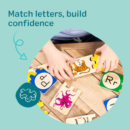 Kaiwatoy®Self-Correcting Alphabet Puzzle (52 pcs) with Toy Storage Box, Wooden ABC Puzzles for Toddlers & Preschoolers, Montessori Learning Toys for Girls & Boys 4+