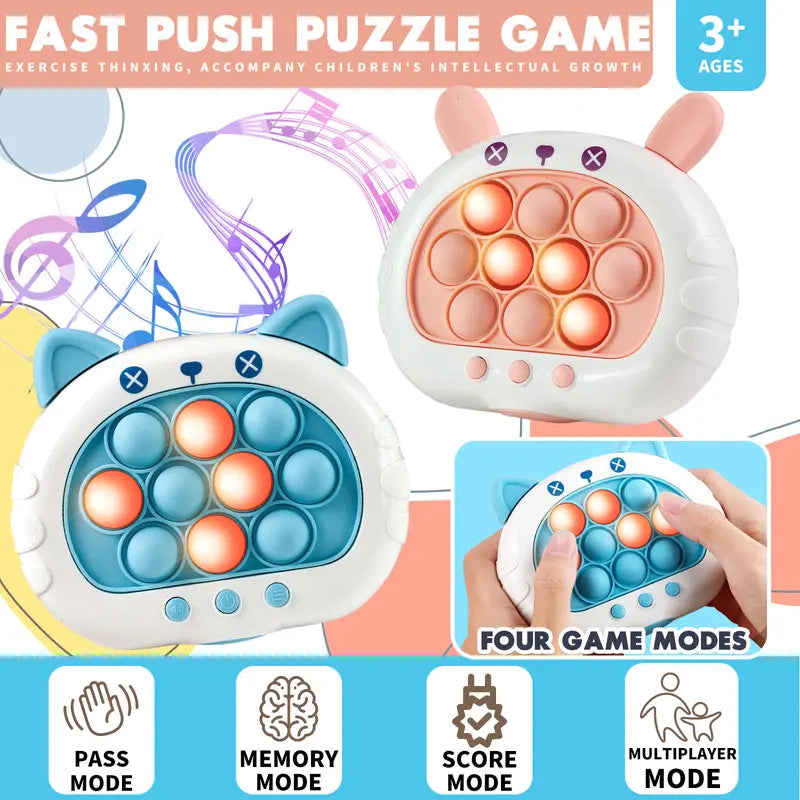 Kaiwatoy®Fast Push Pop Game Toy for Kids – Electronic Puzzle with Lights & Music, Memory Challenge, Multiplayer Mode