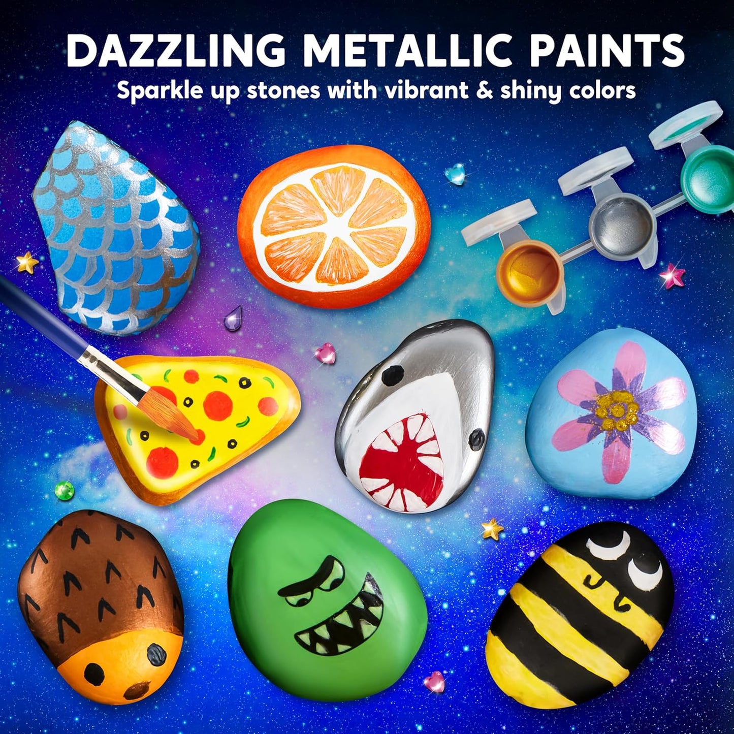 Kaiwatoy®Rock Painting Kit- Glow in The Dark Rock Kit, Arts and Crafts for Kids Ages 4-12, Art Supplies Toy , Kids Craft Paint Kits, Arts & Crafts for Boys Girls