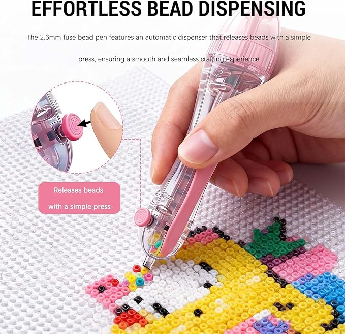 Kaiwatoy®2.6mm Fuse Bead Pen with Automatic Dispenser - 2 Pieces Melty Beads for DIY Decor