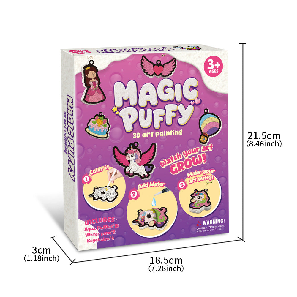 Kaiwatoy®Foam-Textured Art Kit: Bubble-Effect DIY Coloring, Dress-Up Princess, Castle & Animal Themes