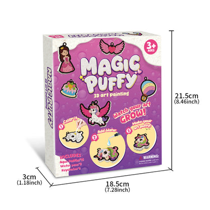 Kaiwatoy®Foam-Textured Art Kit: Bubble-Effect DIY Coloring, Dress-Up Princess, Castle & Animal Themes