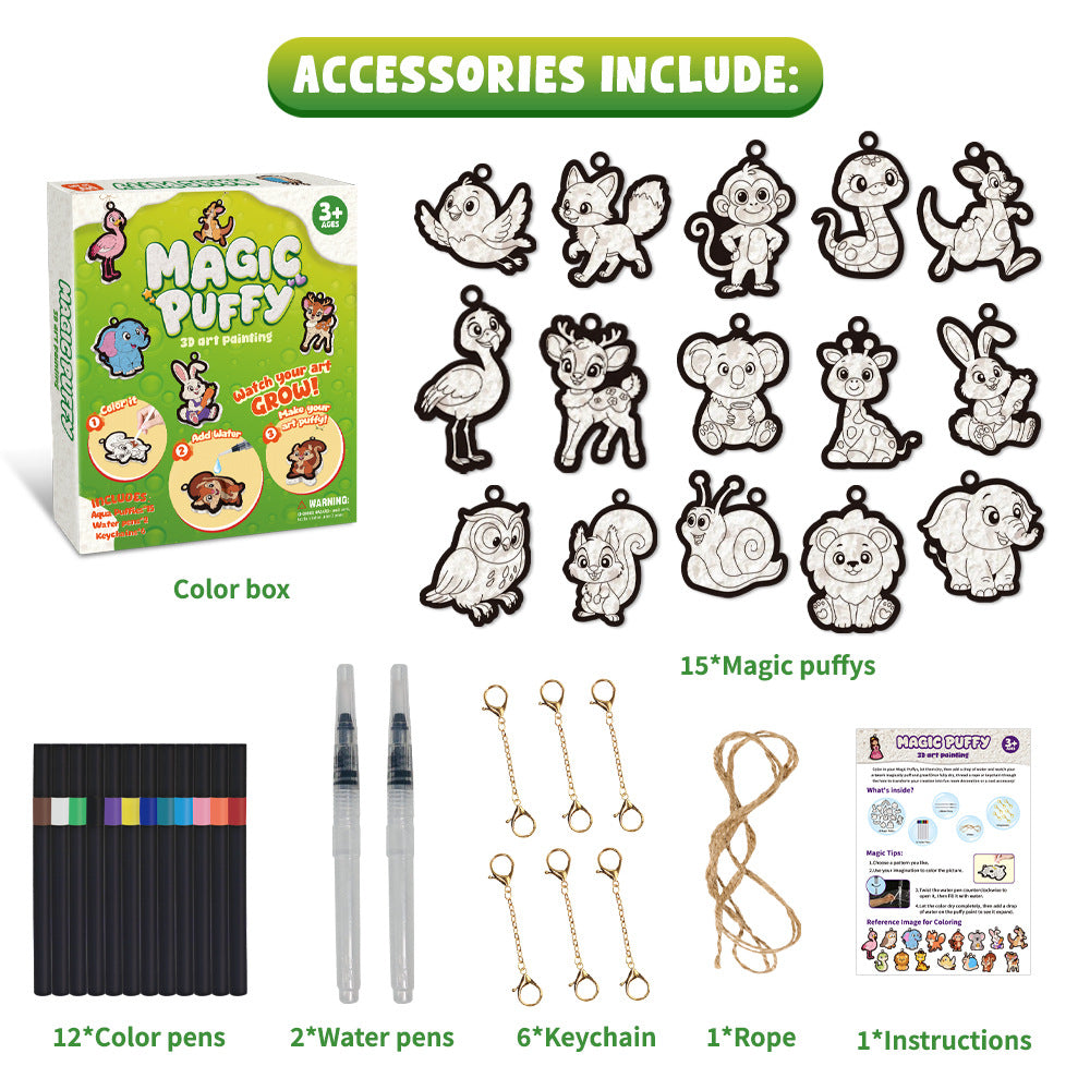 Kaiwatoy®Foam-Textured Art Kit: Bubble-Effect DIY Coloring, Dress-Up Princess, Castle & Animal Themes