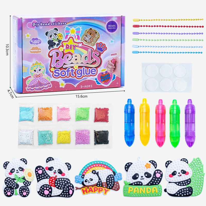 DIY Bead Mosaic Art Kit Kids Craft Set Templates Stencils, Bead Pen Activity
