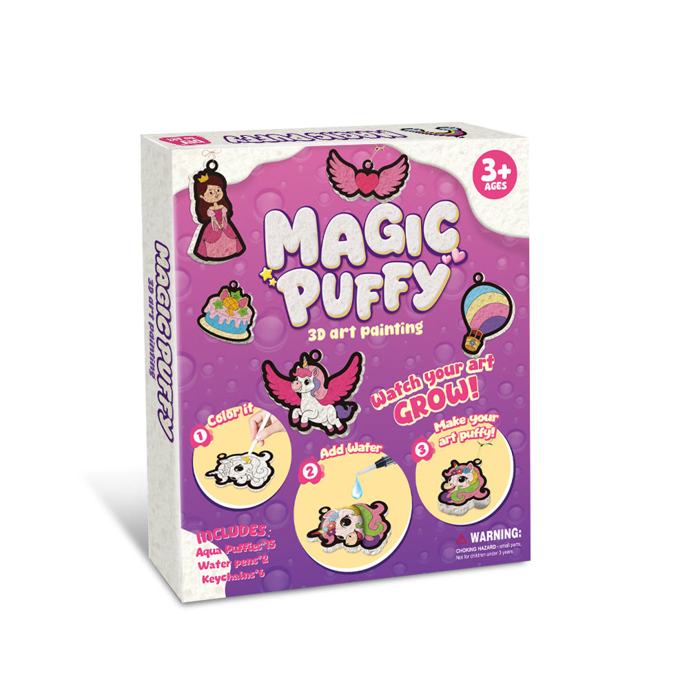 Kaiwatoy®Foam-Textured Art Kit: Bubble-Effect DIY Coloring, Dress-Up Princess, Castle & Animal Themes