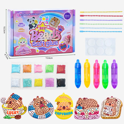 DIY Bead Mosaic Art Kit Kids Craft Set Templates Stencils, Bead Pen Activity