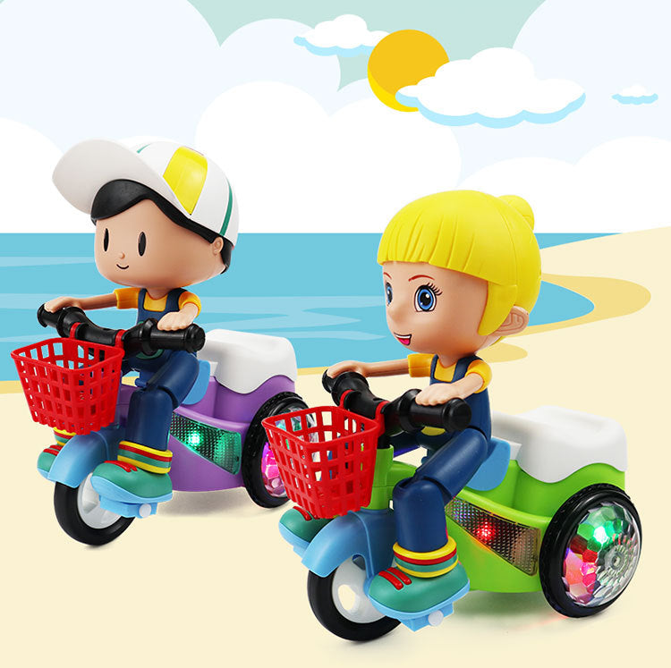Kaiwatoy®Creative Stunt Tricycle Toy for Boys and Girls with Led Lights and Multi-Function Design Toddler Ride-on Toy（Batteries not included）