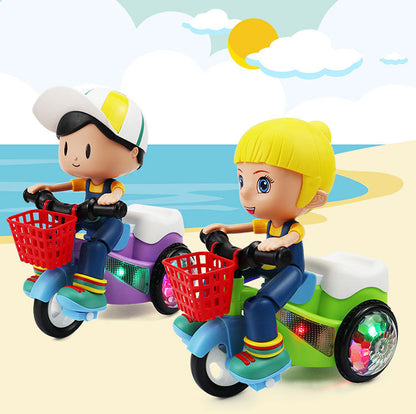 Kaiwatoy®Creative Stunt Tricycle Toy for Boys and Girls with Led Lights and Multi-Function Design Toddler Ride-on Toy（Batteries not included）