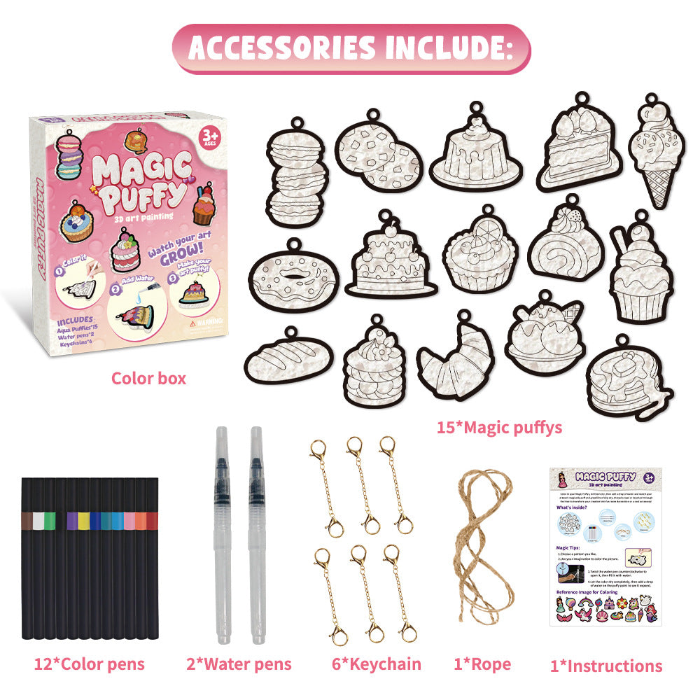Kaiwatoy®Foam-Textured Art Kit: Bubble-Effect DIY Coloring, Dress-Up Princess, Castle & Animal Themes