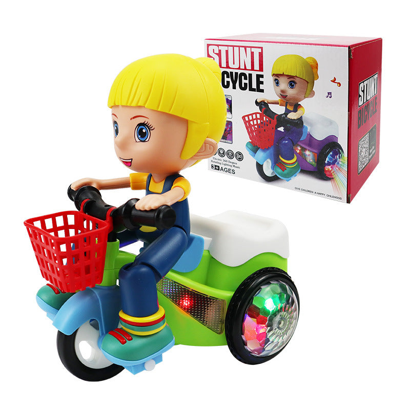 Kaiwatoy®Creative Stunt Tricycle Toy for Boys and Girls with Led Lights and Multi-Function Design Toddler Ride-on Toy（Batteries not included）