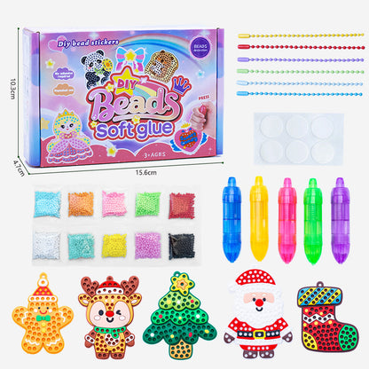 DIY Bead Mosaic Art Kit Kids Craft Set Templates Stencils, Bead Pen Activity