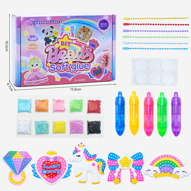 DIY Bead Mosaic Art Kit Kids Craft Set Templates Stencils, Bead Pen Activity