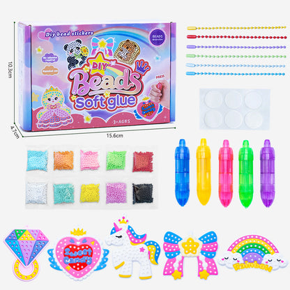 DIY Bead Mosaic Art Kit Kids Craft Set Templates Stencils, Bead Pen Activity