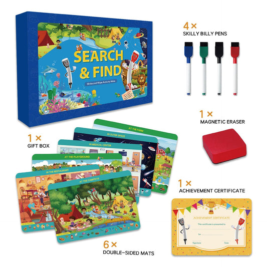 Search and Find Early Education Sets: Preschool Learning Activity Mats and Reusable Early Learning Cards