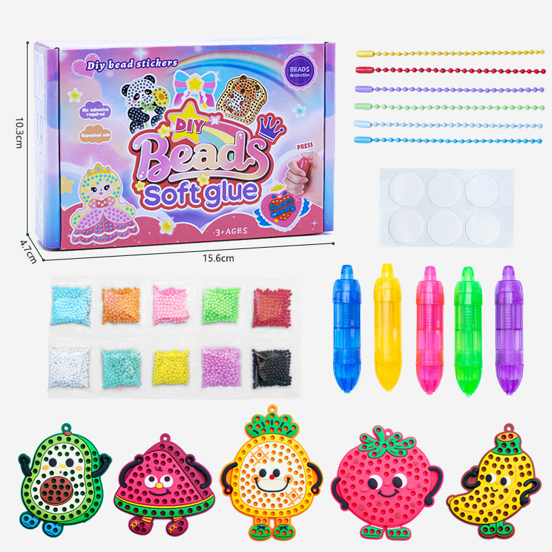 DIY Bead Mosaic Art Kit Kids Craft Set Templates Stencils, Bead Pen Activity