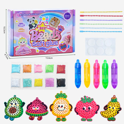 DIY Bead Mosaic Art Kit Kids Craft Set Templates Stencils, Bead Pen Activity
