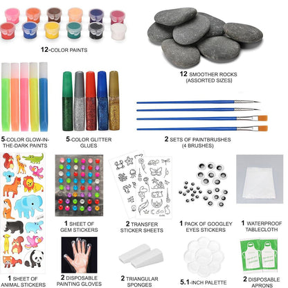 Kaiwatoy®Rock Painting Kit- Glow in The Dark Rock Kit, Arts and Crafts for Kids Ages 4-12, Art Supplies Toy , Kids Craft Paint Kits, Arts & Crafts for Boys Girls