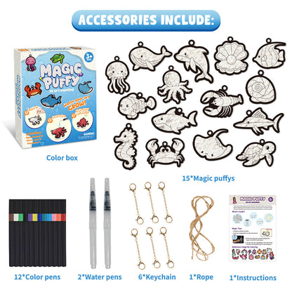 Kaiwatoy®Foam-Textured Art Kit: Bubble-Effect DIY Coloring, Dress-Up Princess, Castle & Animal Themes