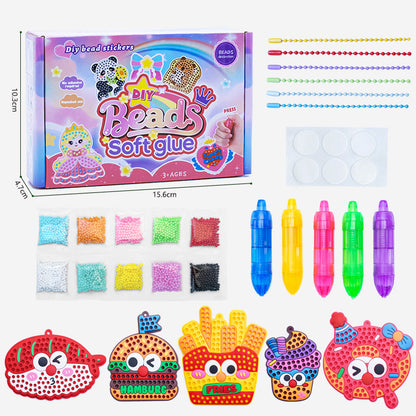 DIY Bead Mosaic Art Kit Kids Craft Set Templates Stencils, Bead Pen Activity