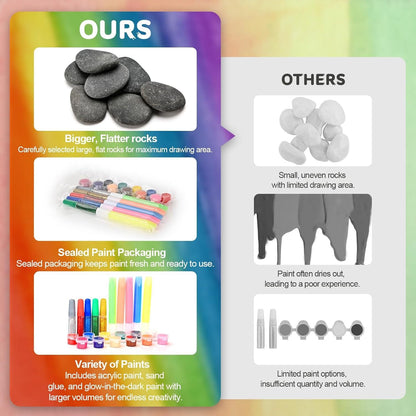 Kaiwatoy®Rock Painting Kit- Glow in The Dark Rock Kit, Arts and Crafts for Kids Ages 4-12, Art Supplies Toy , Kids Craft Paint Kits, Arts & Crafts for Boys Girls