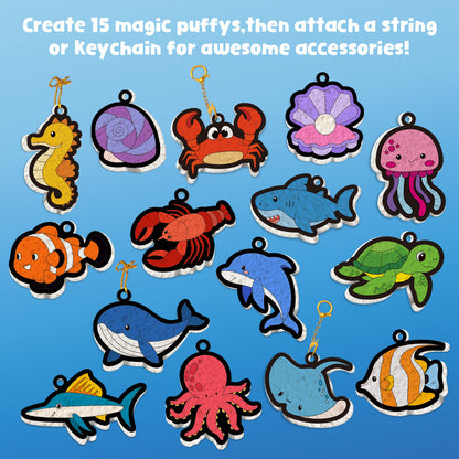 Kaiwatoy®Foam-Textured Art Kit: Bubble-Effect DIY Coloring, Dress-Up Princess, Castle & Animal Themes