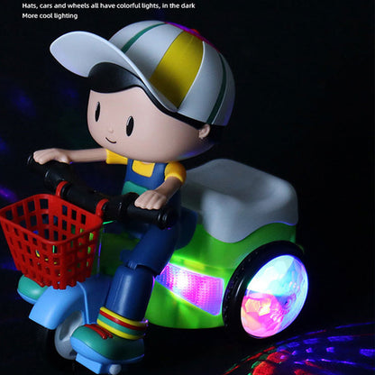 Kaiwatoy®Creative Stunt Tricycle Toy for Boys and Girls with Led Lights and Multi-Function Design Toddler Ride-on Toy（Batteries not included）