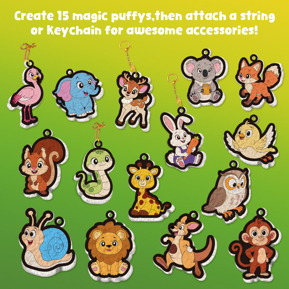 Kaiwatoy®Foam-Textured Art Kit: Bubble-Effect DIY Coloring, Dress-Up Princess, Castle & Animal Themes