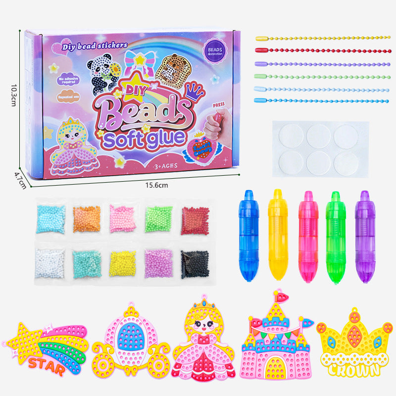 DIY Bead Mosaic Art Kit Kids Craft Set Templates Stencils, Bead Pen Activity