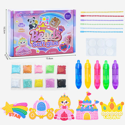 DIY Bead Mosaic Art Kit Kids Craft Set Templates Stencils, Bead Pen Activity